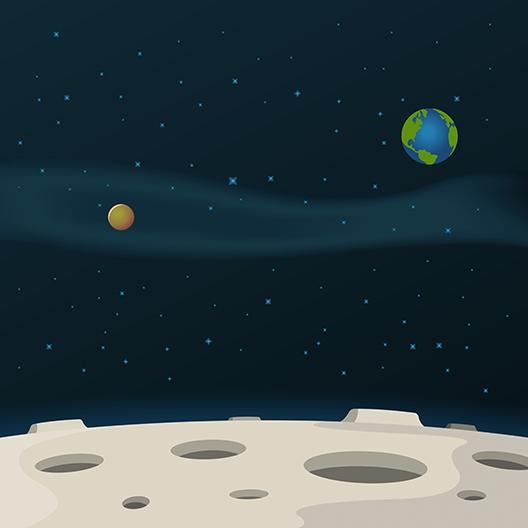 Cartoon Moon Surface and Galaxy Background Children Photography Backdrop IBD-19579