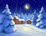 Cartoon lit Christmas Room snowhouse Background IBD-19406