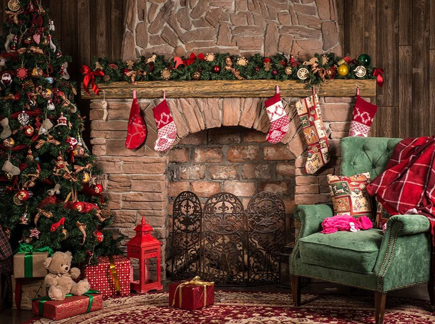 Christmas Tree Sofa Background Photography Backdrops IBD-19215 size:2x1.5