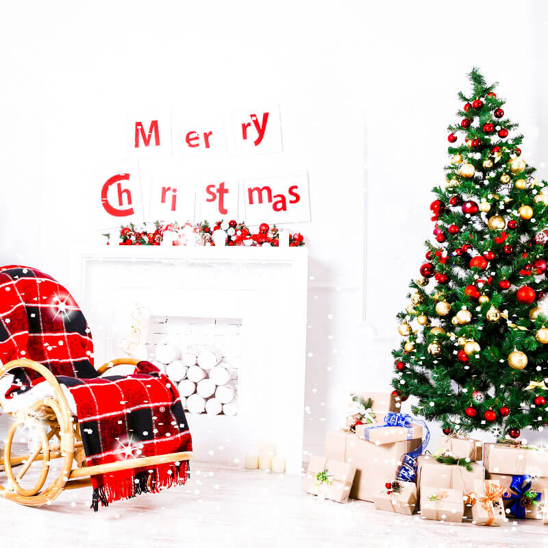 Christmas Interior Decoration Fireplace Christmas Tree Backdrop IBD-246961 size: 10x10