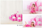 Baby & Little Girl Backdrops Red Background With Gift Backdrop S-1374