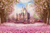 Castle Backdrops Trees Backdrops Pink Backgrounds S-2711 size:1.5x1