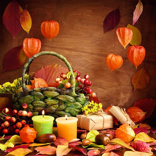 Warm Light Leaf Candle Background for Thanksgiving Day Theme IBD-19692