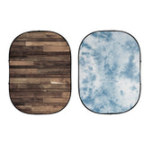 Double-sided Wood/Abstract Collapsible Backdrop 5'W(1.5m)x6.5'H(2.0m) IBD-ZA03