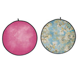 Double-sided Round Floral /Pink Collapsible Backdrop 5'W(1.5m)x5'H(1.5m) IBD-ZB01