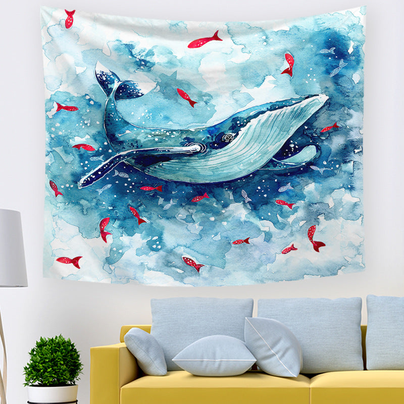 Art Light Blue Whale Home Decor Tapestry IB24470
