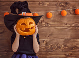 Wood Background Hang on Little Pumpkins Layout Halloween Backdrops IBD-H19110 - iBACKDROP