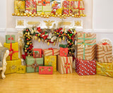 A Pile of Gifts Christmas Backdrops For Party Ideas IBD-19210 - iBACKDROP-chri, chris, christ, christm, Christmas Backdrop, Christmas Backdrops, Christmas Photo Backdrop, Diy Christmas Photo Backdrop, Wood Backdrop, Wooden Backdrop