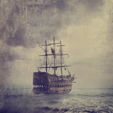 Ancient Ocean Background Retro Pirate Ship Decorative Backdrop for Photography IBD-19994