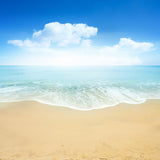 Beach Blue Sky White Cloud Background Seaside Scenic Photography Backdrops IBD-19839 - iBACKDROP-baby shower photo booth backdrop, backdrop images, beach backdrop, Beaches Backdrops, Nice Blue Sky, scenic backdrops, Scenic Background, White Cloud background