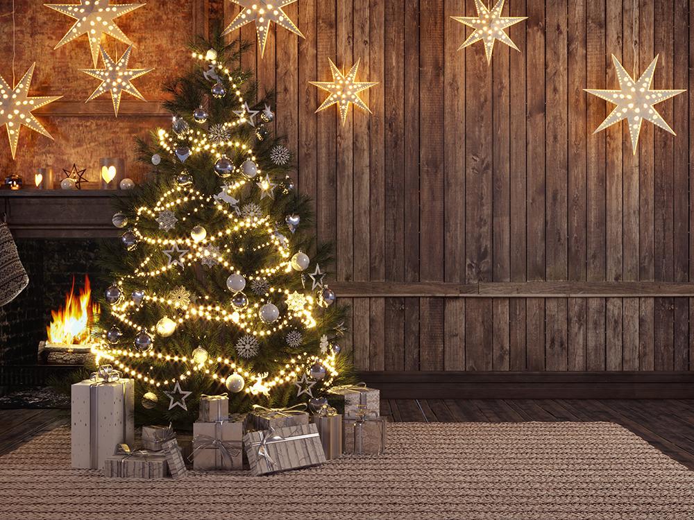 Beautiful Christmas Decorations and Lights Background