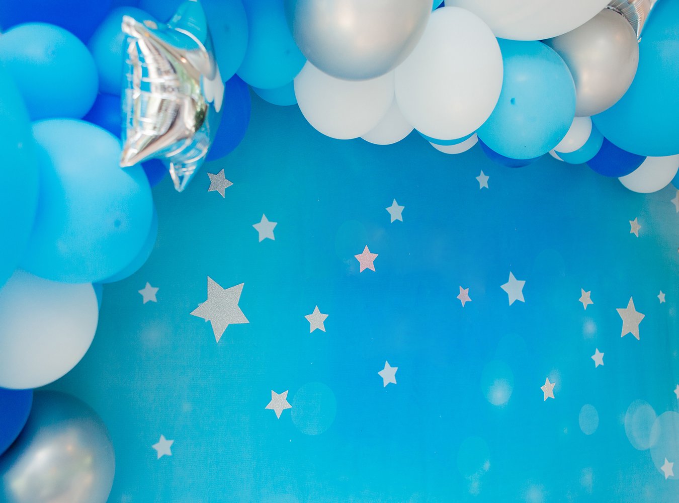 Blue Balloon Star Point Blue Background Birthday Party Photo