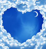 Blue Night Moon And White Cloud Heart Romantic Background IBD-24382