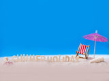 Summer Blue Sky Vacation Background Scenic Beach Backdrop IBD-201233 - iBACKDROP-Beaches Backdrops, hol, holi, holid, holida, Lakes Background, Ocean Backdrop, Scenic Backdrops, Summer Backdrops, summer backdrops for photography, Summer Holiday Backdrops, Summer Holiday Background