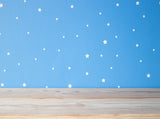 Blue Stars Background Wood Backdrop for Children IBD-201218 - iBACKDROP-Blue Background, photo backdrops, Wood Backdrops, Wood Background, Wood Floor Background