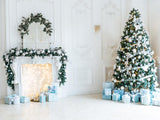 Blue Gift Packing Christmas Tree Background Festival Backdrops IBD-19295