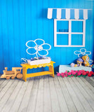 Baby Shower Backdrops Blue Backdrops Wood Backgrounds CM-S-858-E