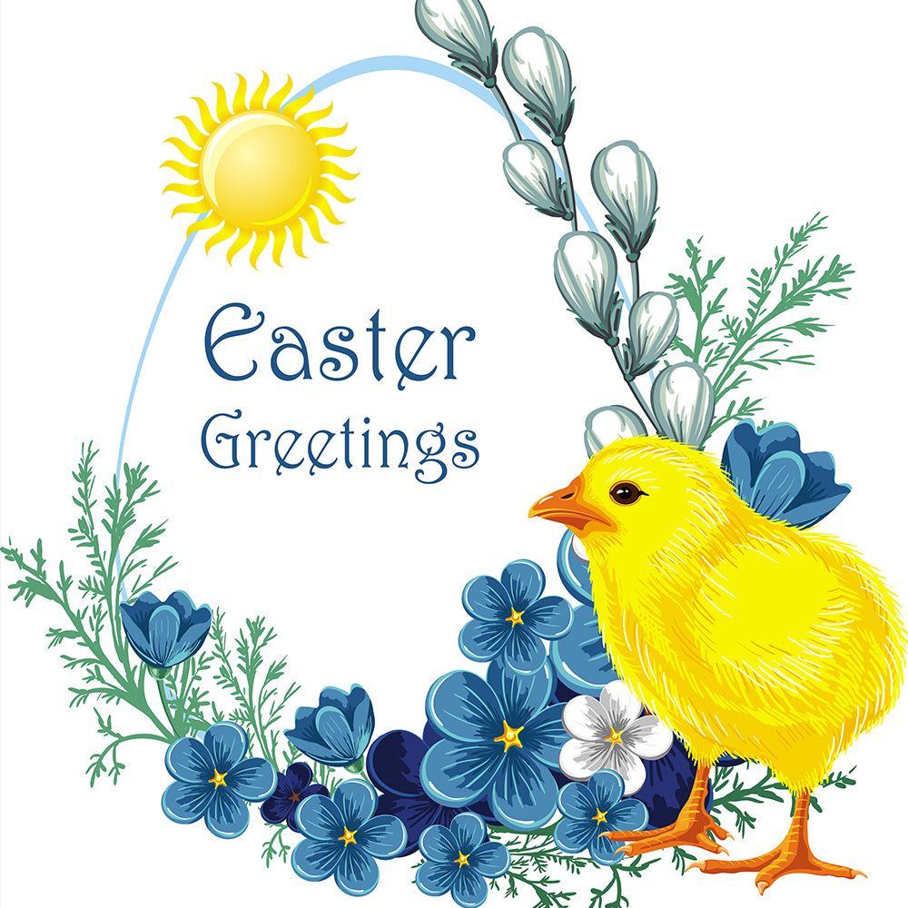 Cartoon Chick Easter Greeting Background for Photography IBD-24505