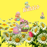 Cartoon Chick Rabbit and Daisy Background For Photography IBD-24506