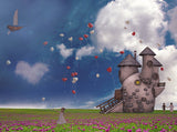 Cartoon Wood House And Garden Background For Photography IBD-24520