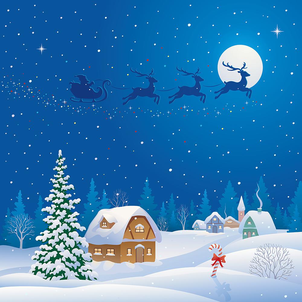 Cartoon Christmas Snow House Festival Backdrops for Party IBD-19371
