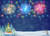 Cartoon Fireworks Celebrating Christmas Background IBD-19401
