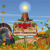 Cartoon Happy Thanksgiving Slogan Background Festival Backdrop IBD-19662 - iBACKDROP