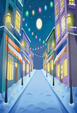Cartoon Style Winter City Street Background Photography Backdrop IBD-19602