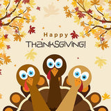 Cartoon Three Turkeys Celebrate Thanksgiving Day Background  Festival for Photography IBD-19649