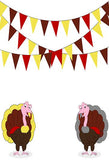 Cartoon Two turkey Flags Background Baby Backdrop for Thanksgiving  Day IBD-19678