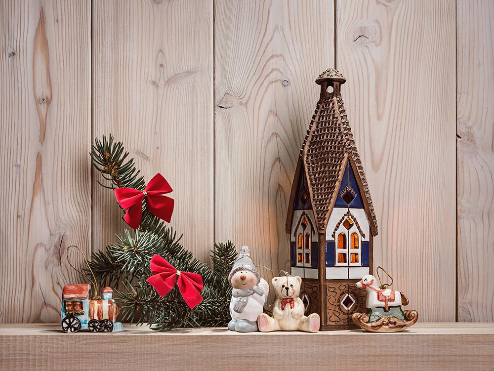 Children Bear Lovely House Background Christmas Backdrops IBD-19292