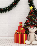 Christmas Bear White Wall Background Portrait Backdrops IBD-19443