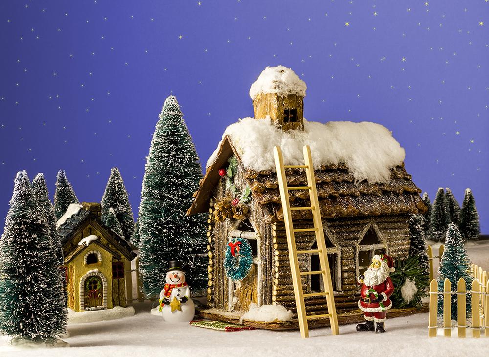 Christmas Cottage Background Festival Backdrops IBD-19373