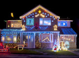 Christmas House Shines at Night Background Photography Backdrops IBD-19398