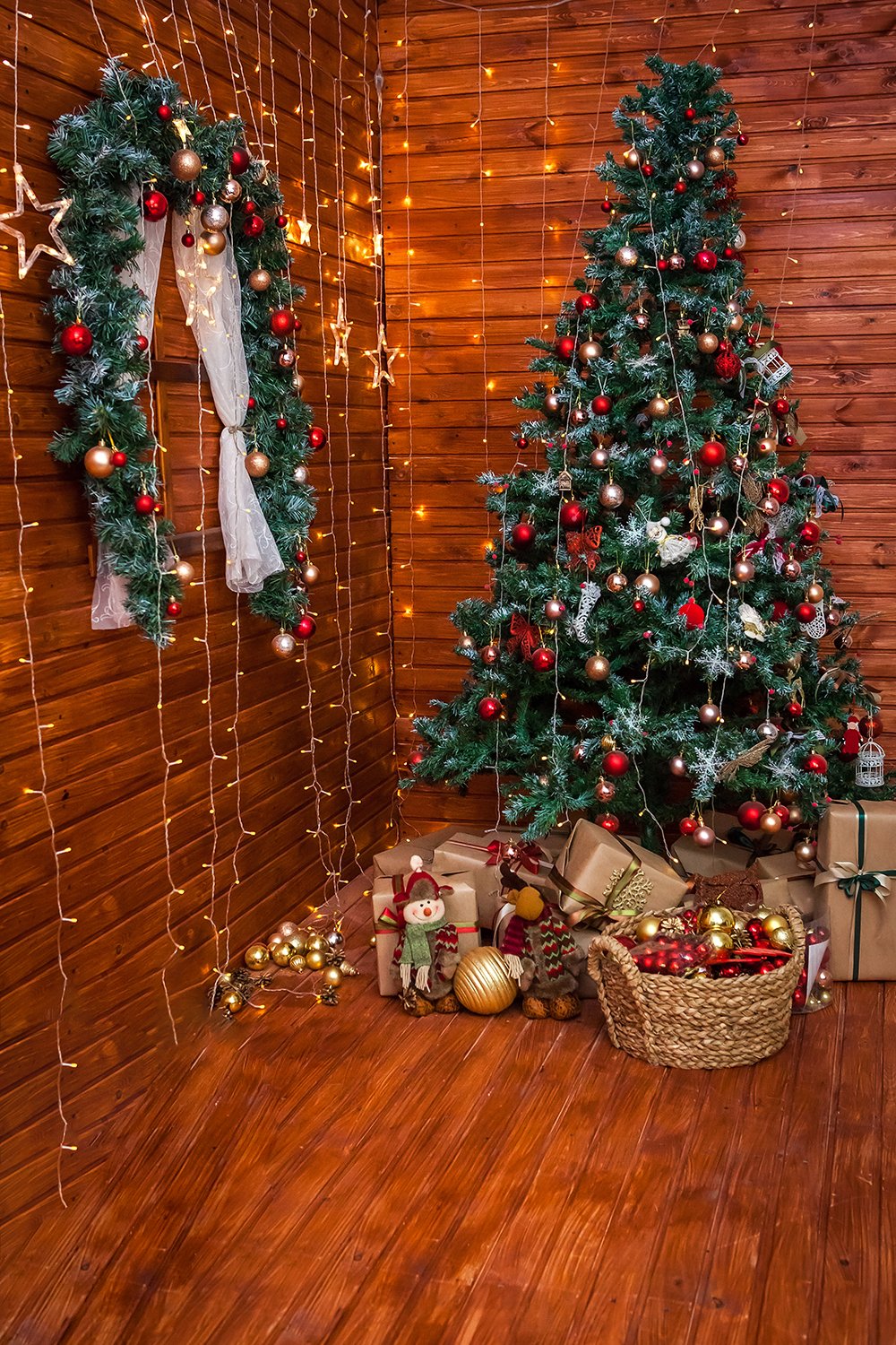 Christmas In The Lobby Layout Photography Backdrops IBD-P19197 - iBACKDROP