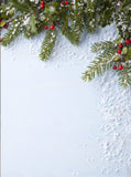 Christmas White Snow With Grand Fir And Red Berries Photo Background Backdrops Cloth IBD-24130