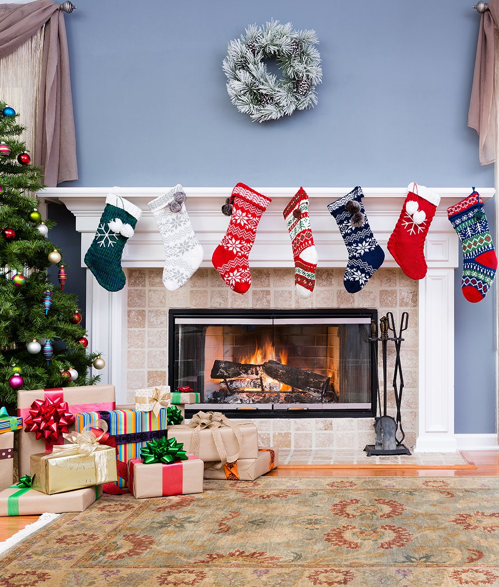 Christmas Tree with Christmas Socks Background Festival Backdrops IBD-19306