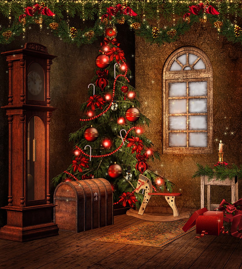 Christmas Trees And Tresure Box Background IBD-P19196