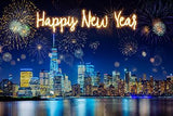 City Colorful Fireworks Lighting Background Happy New Year Backdrop for Photography IBD-19716