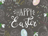 Customized Happy Easter Chalk Pattern Background Festival Backdrop for Photo IBD-19927 - iBACKDROP-Blackboard Photography, Easter Backdrop, Easter Backdrops, Easter Photography Backdrops, festival backdrops, Festival Background, Hand drawn Blackboard, photography backdrops