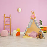 Cute Children Pink Warm Tent Background Birthday Party Decoration Backdrop IBD-20016 - iBACKDROP-Baby Kid Backdrops, baby shower backdrop, baby shower photo booth backdrop, backdrop for baby shower, Cartoon Character Backdrop, photography backdrops, pink backdrop, pink backdrops, portrait backdrop, portrait backdrops, Tent background