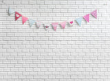 Cute Children White Wall Bunting Background Portrait Photography Backdrop IBD-19956 - iBACKDROP-Baby Kid Backdrops, Baby Photo Background, Beautiful Backdrops, birthday backdrop, Birthday Backdrops, birthday party backdrops, Birthday Party Background, cake backdrop, For Photography, Photo Background, Photography Background, Portrait Photo Backdrop, White Wall Bunting Background