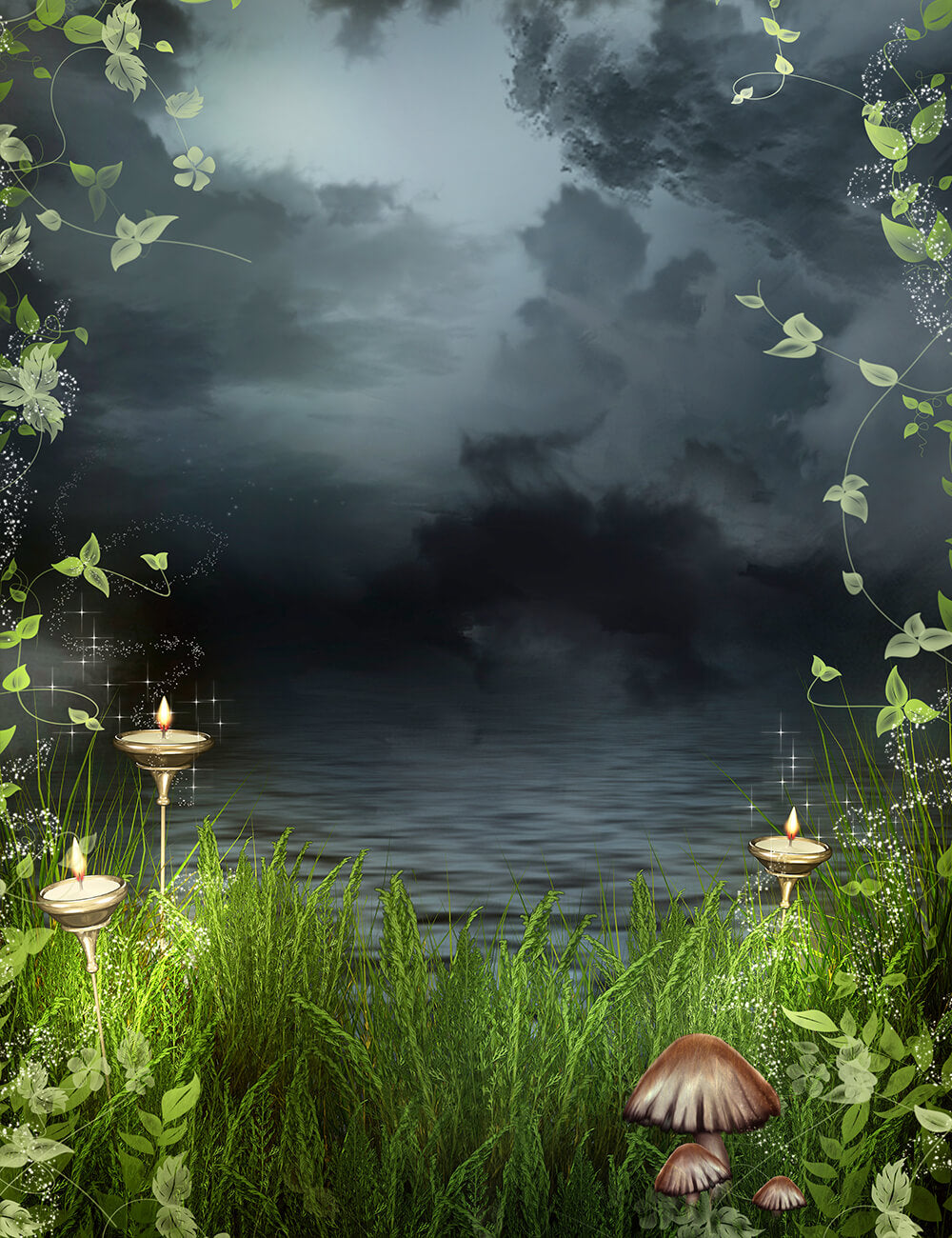 Fairytale Forest And Mushroom Background For Baby Photography IBD-24575
