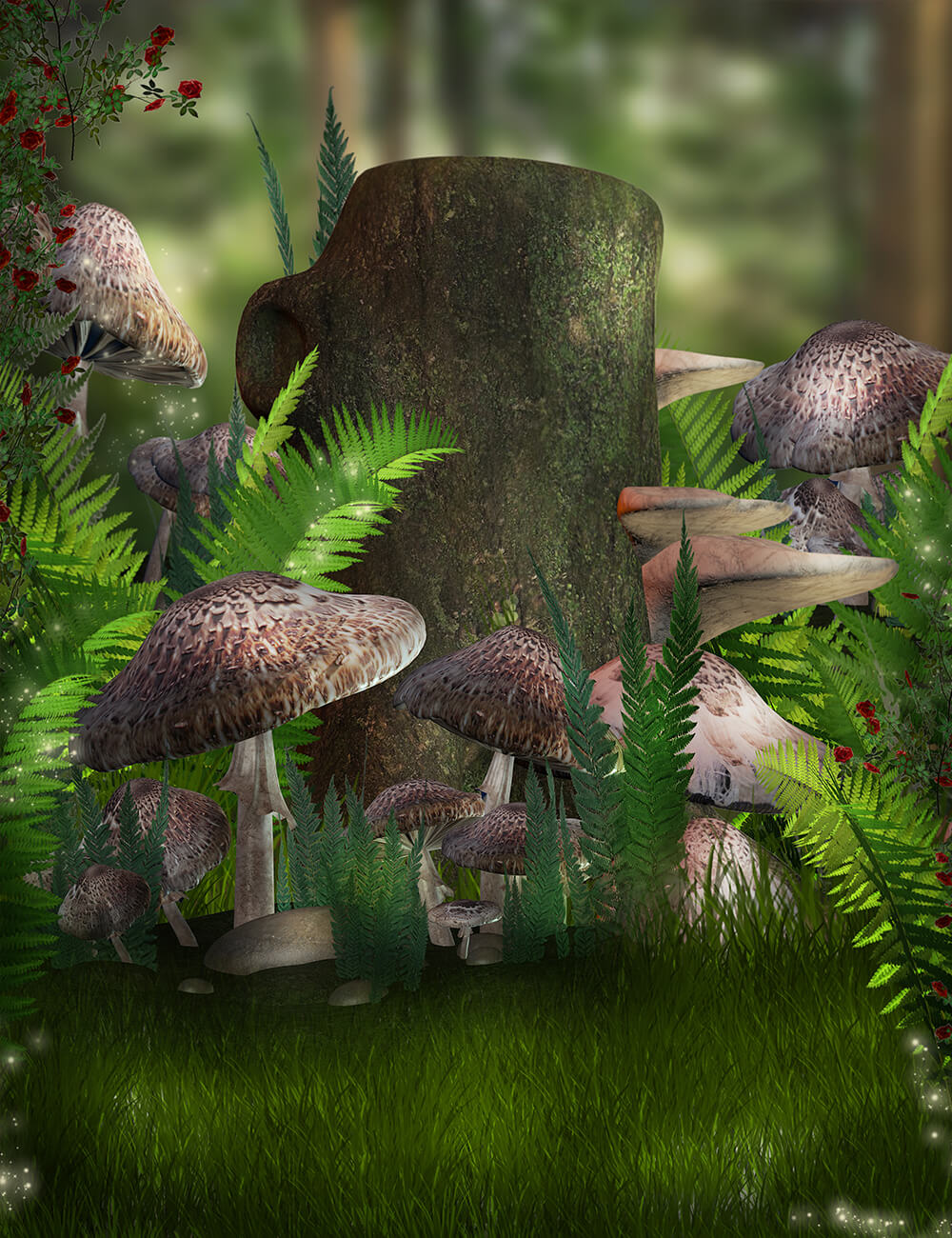 Fairytale Forest And Mushroom Background For Photography IBD-24574