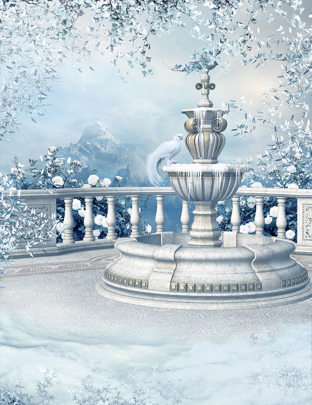 Fairytale Fountain Freezing Backdrop For Baby Photography IBD-24569