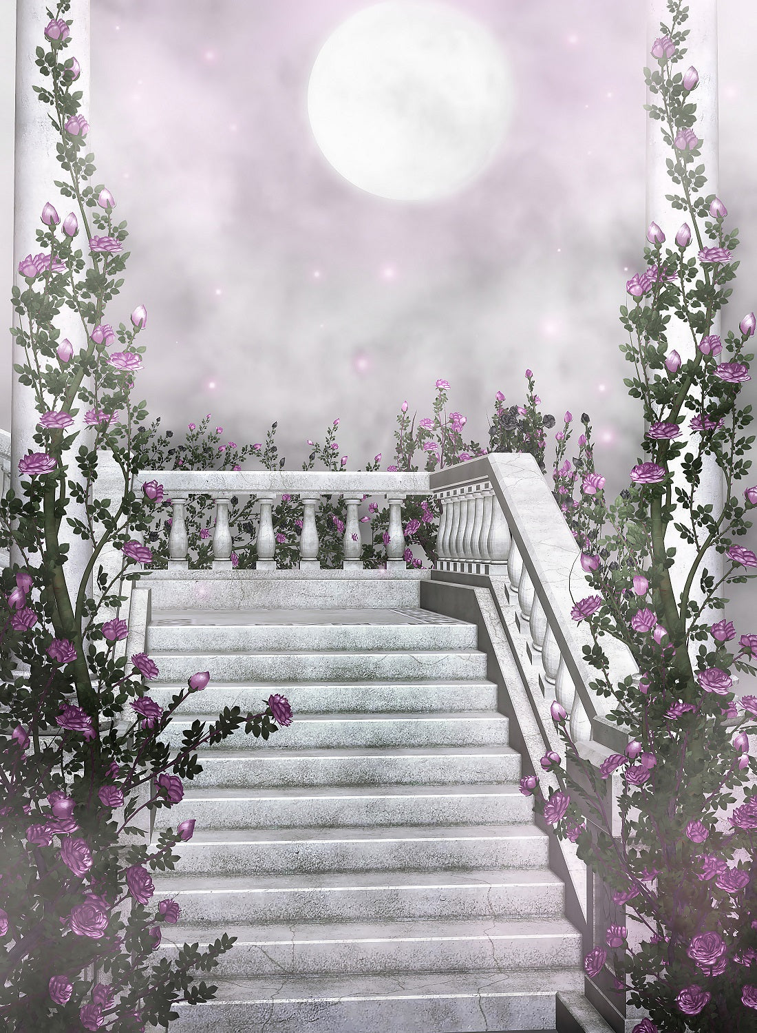 Fantasy Stages And White Moon Backdrop For Photography IBD-24401