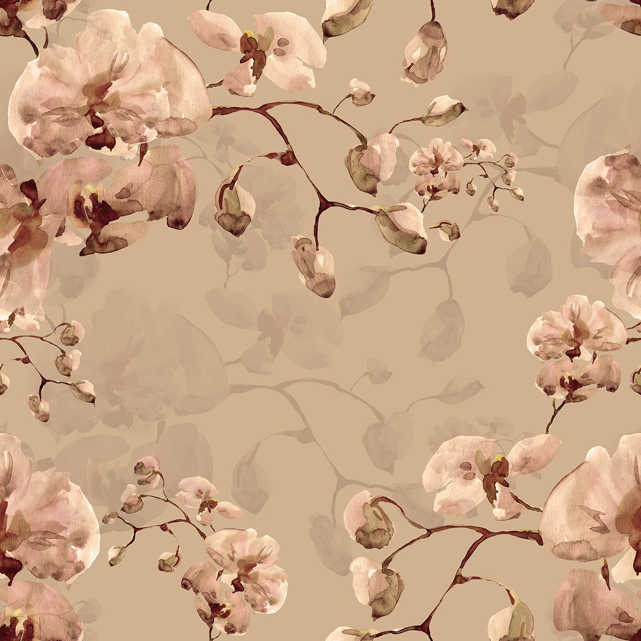 Floral Watercolor Background Blooming Orchid Photography Backdrop for Cheongsam Dress IBD-20132 - iBACKDROP-Blooming Orchid, Floral Watercolor Background, for Cheongsam Dress, Photo Background, Scenic Backdrops