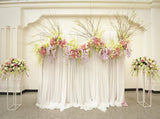 Flower Curtain Background under White Wall Wedding Scene Backdrop for Photography IBD-20035 - iBACKDROP-backdrop for wedding, Backdrop Wedding, backdrops for weddings, custom, Flowers Backdrops, wedding backdrop, Wedding Backdrops, wedding ceremony backdrop, wedding ceremony backdrops, White Backdrop