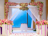 Flowers Decorated Arches Engagement Wedding Aisle Scene Background Photo Backdrop IBD-20028