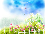 Fresh Cartoon Flower Garden Backdrop For Photography IBD-24566